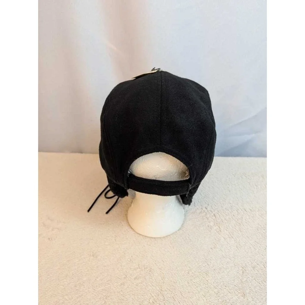 Black Faux Fur Trapper Hat‎ Ear Flap Ushanka Cap One Size NWT
